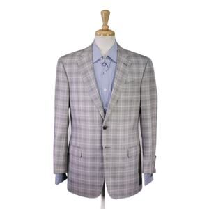 Armani Collezioni G-Line Mens Black Gray Plaid Wool Sportcoat Blazer Jacket 40S